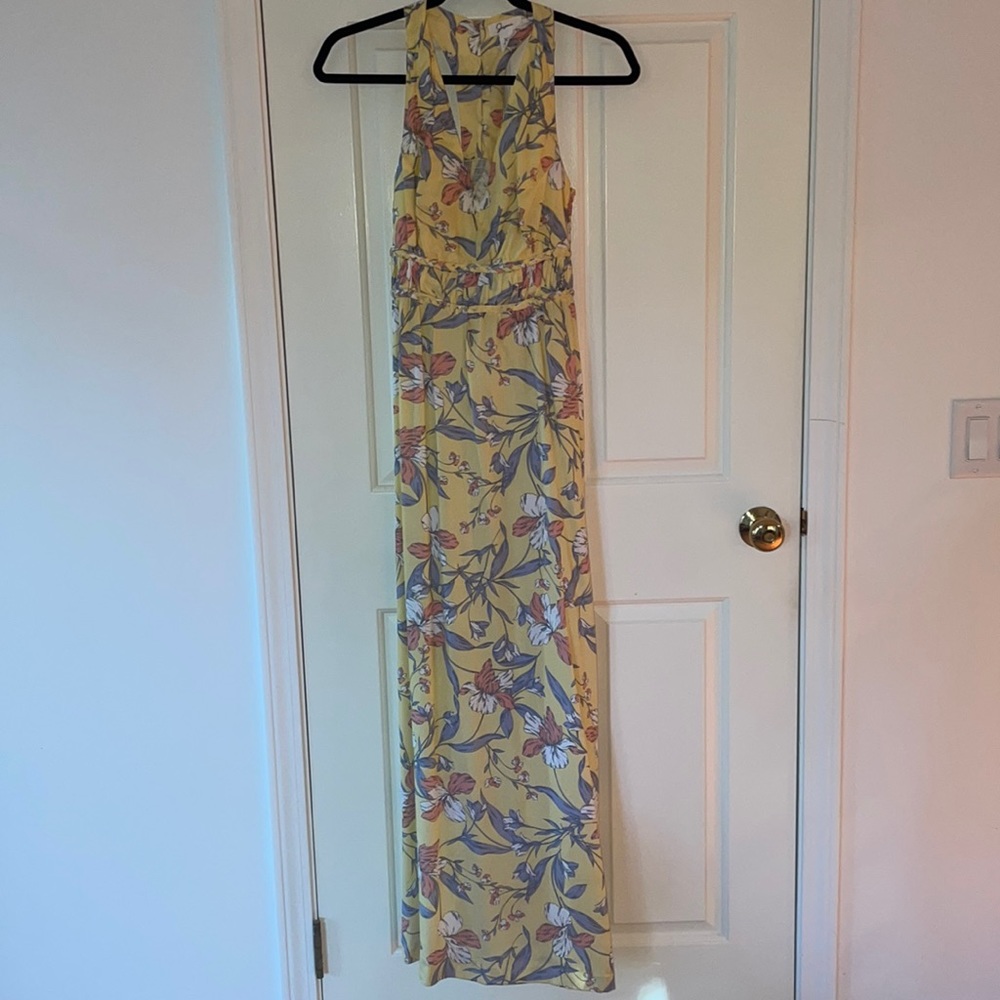 Yellow flower maxi dress XS